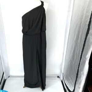 Eloquii Black One-Shoulder Wide-Leg Jumpsuit Size 14